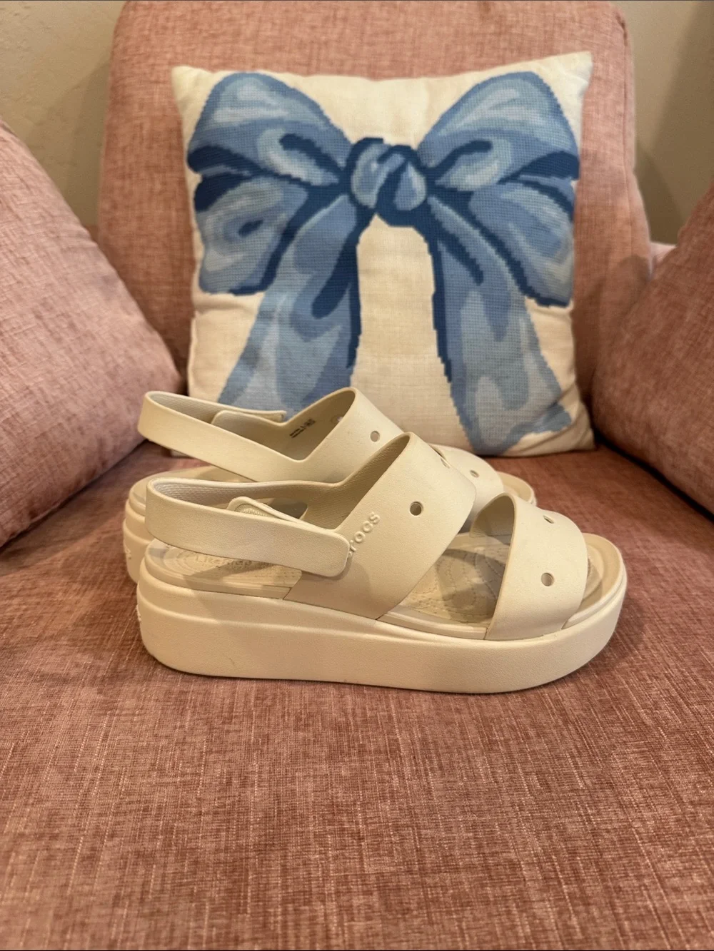 CROCS Platform Slingback Sandal in Cream